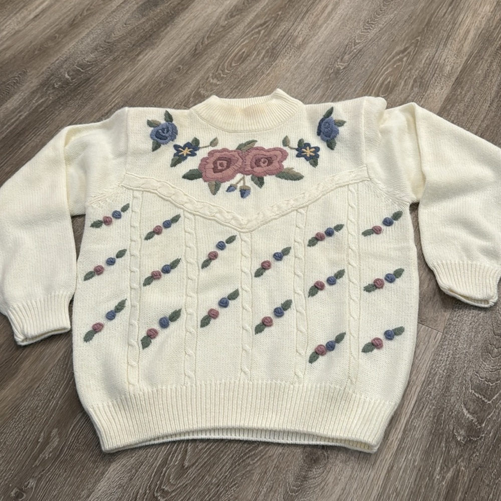 Vintage Alfred Dunner knit embroidered jumper sweater like love shack fancy - Picture 3 of 8